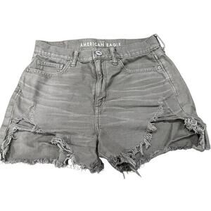 American Eagle Shorts Womens Size 4 Green Highest Rise Mom 100% Cotton Distress